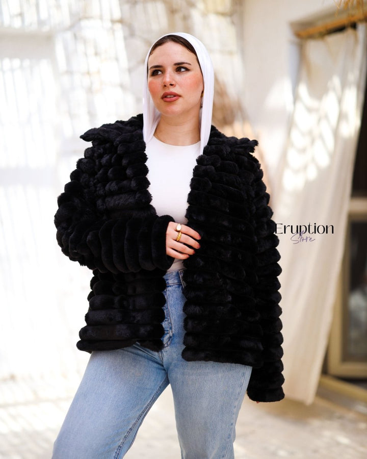 جاكت فرو اسود - Eruption Store