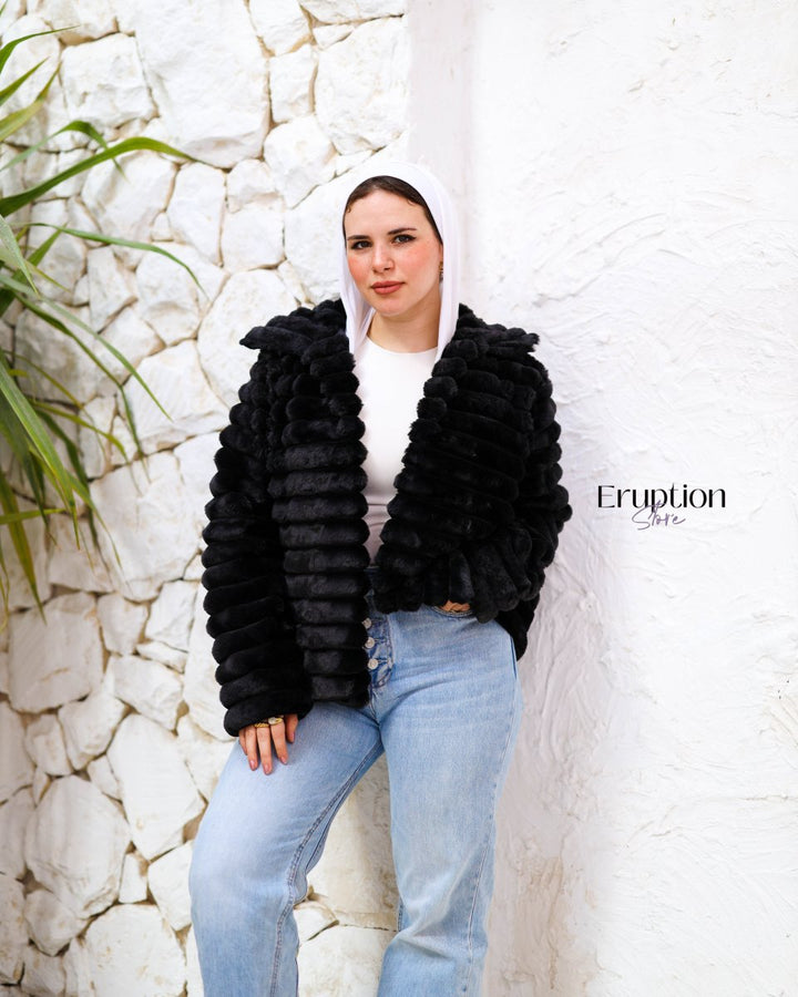 جاكت فرو اسود - Eruption Store
