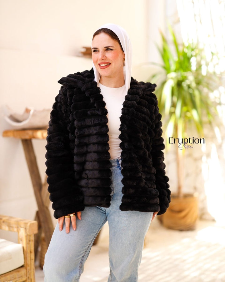 جاكت فرو اسود - Eruption Store